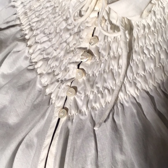 Walter blouse white ruffle button up peplum silhouette M - Picture 2 of 5